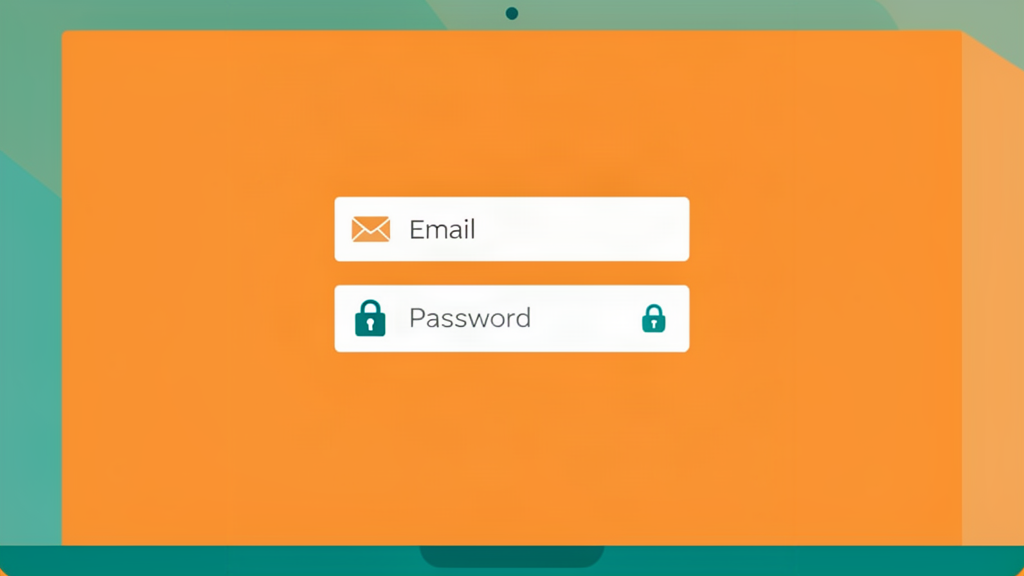 Een laptop met een inlogscherm met een e-mailveld en een wachtwoordveld met een sloticoon