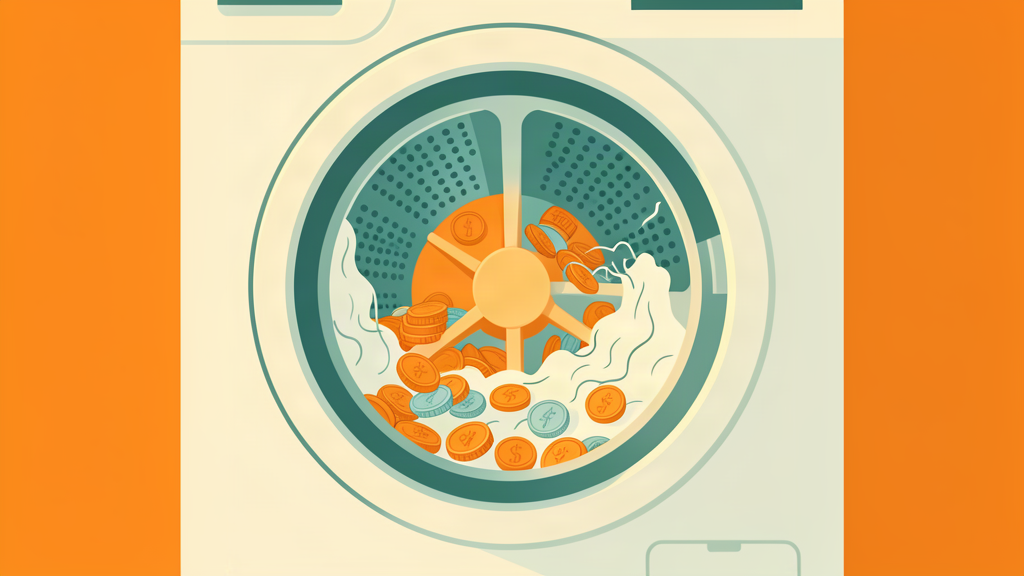 Een wasmachinefilter dat wordt schoongemaakt met munten en pluis die worden verwijderd
