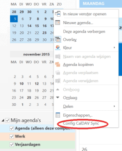 CalDAV Outlook agenda